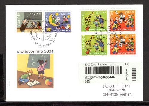 Schweiz MiNr. 1902-05 Ersttagsbriefe/ FDC Pro Juventute 2004