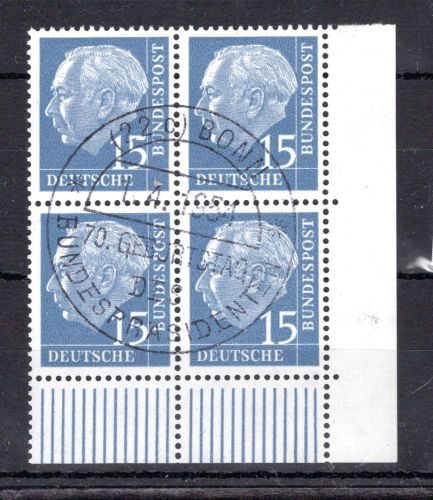 Bund MiNr. 184 Ersttagssonderstempel 4er Block Eckrand ur