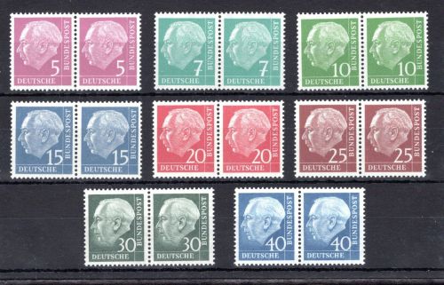 Bund MiNr. 179-260 y postfrisch Heuss lumogen, waag. Paare