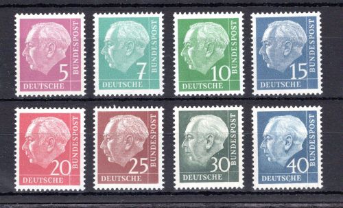 Bund MiNr. 179-260 y postfrisch Heuss lumogen, geprüft Schlegel