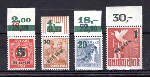 Berlin MiNr. 64-67 Oberrand postfrisch * im Oberrand, geprüft Schlegel