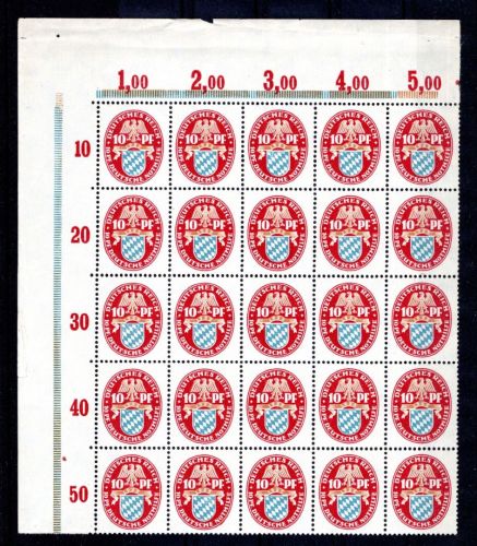 Weimarer Republik MiNr. 376 postfrisch 25er Bogenteil Eckrand
