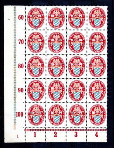 Weimarer Republik MiNr. 376 postfrisch 20er Bogenteil