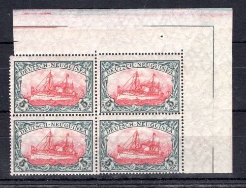 Deutsch-Neuguinea MiNr. 23 II B I postfrisch 4er Block Eckrand ungefaltet