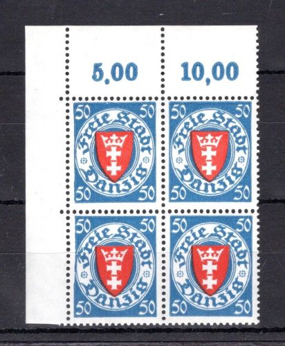 Danzig MiNr. 296 postfrisch 4er Block Eckrand ol, ungefaltet