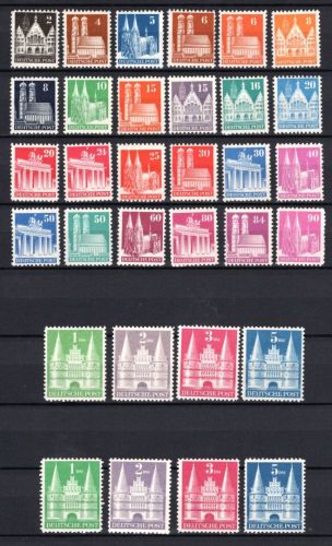 Bi-Zone Bautenserie MiNr. 73-100 wg und eg komplett mit Type I+II postfrisch