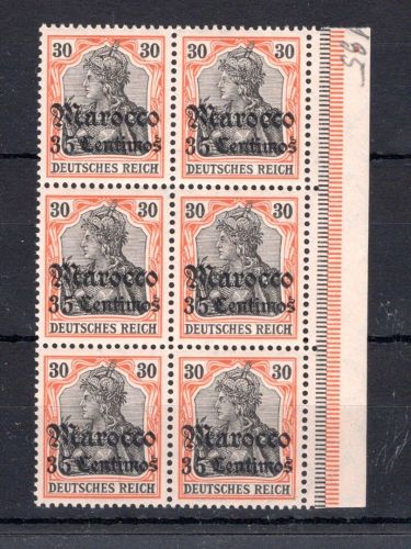 Dt. APA Marokko MiNr. 51 x postfrisch 6er Block Bogenrand gefaltet