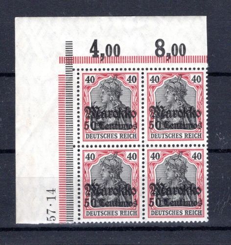 Dt. APA Marokko MiNr. 52 postfrisch 4er Block Eckrand ol ungefaltet
