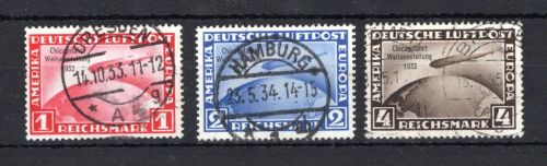 Deutsches Reich MiNr. 496-498 gestempelt Chicagofahrt, geprüft Peschl