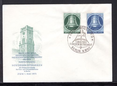 Berlin MiNr. 76 + 78 Ersttagsbriefe/ FDC Freiheitsglocke I