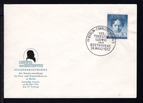 Berlin MiNr. 87 Ersttagsbriefe/ FDC Beethoven