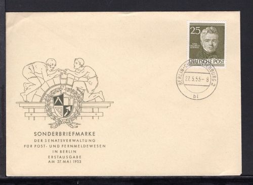 Berlin MiNr. 98 Ersttagsbriefe/ FDC Männer der Geschichte