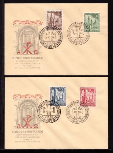 Berlin MiNr. 106-109 Ersttagsbriefe/ FDC Kaiser-Wilhelm-Gedächtniskirche