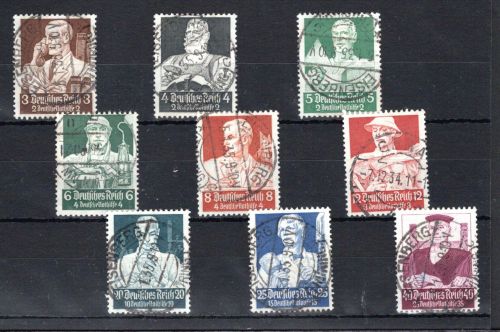 Deutsches Reich MiNr. 556-564 Vollstempel Berufsstände