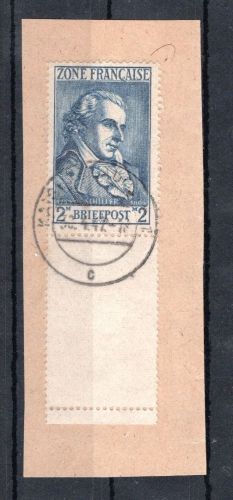 franz. Zone allg. Ausgaben MiNr. 12 vL Briefstück Kurzbefund Straub