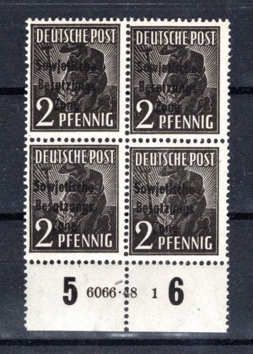 SBZ Allgemeine Ausgabe MiNr. 182 HAN postfrisch 4er Block, geprüft Paul