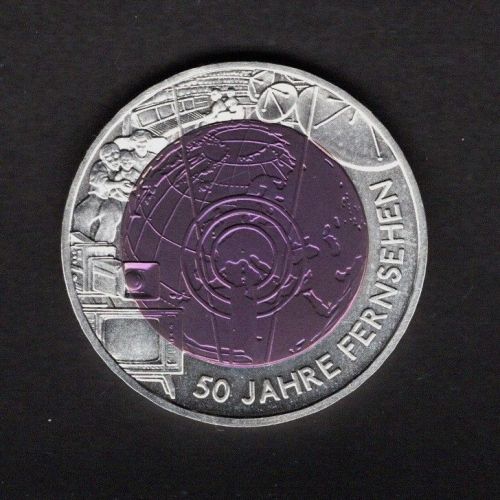 Österreich 2005 25 Euro 50 Jahre Fernsehen, Silber-Niob, handgehoben