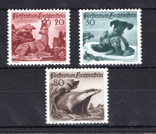 Liechtenstein MiNr. 285-287 postfrisch Jagd, Wildtiere