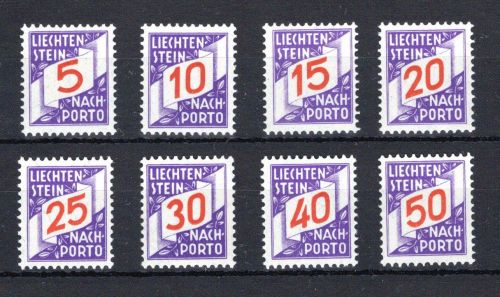 Liechtenstein Portomarken MiNr. P 13-20 postfrisch
