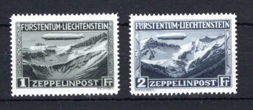 Liechtenstein MiNr. 114-115 mit Falz Zeppelin, Befund Liniger