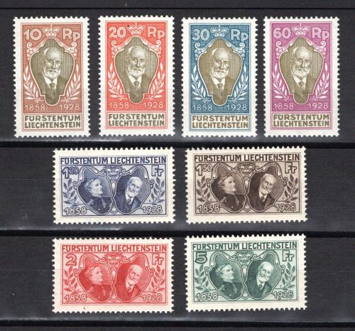 Liechtenstein MiNr. 82-89 postfrisch Attest Marxer SBPV