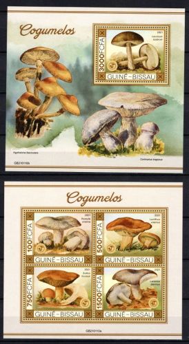 Guinea Bissau MiNr. 11693-11696 Kleinbogen + Block 1984 postfrisch Pilze