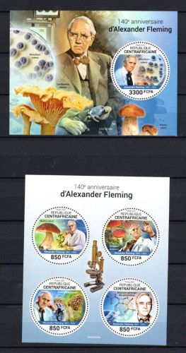 Zentralafrikanische Republik MiNr. 10906-09 KB mit Block postfrisch Pilze