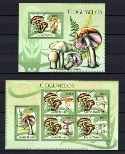 Guinea Bissau MiNr. 5758-5762 Kleinbogen und Block 1015 postfrisch Pilze