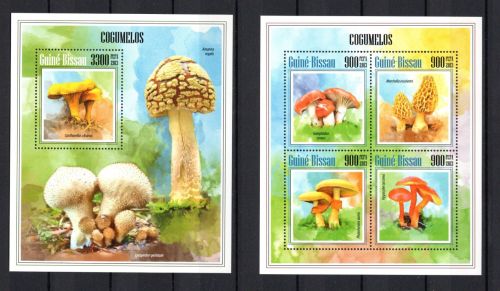 Guinea Bissau MiNr. 6924-6927 Kleinbogen und Block 1215 postfrisch Pilze