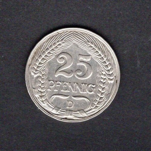 Kaiserreich 1910 D 25 Pfennig