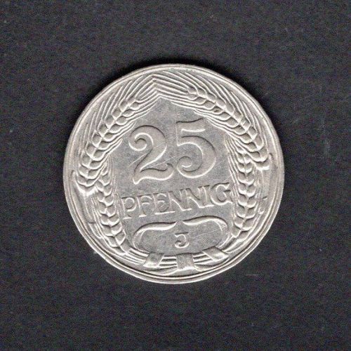 Kaiserreich 1910 J 25 Pfennig