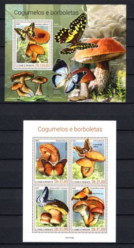 St. Tomé und Principe MiNr. 11098-11101 KB + Block 1923 postfrisch Pilze