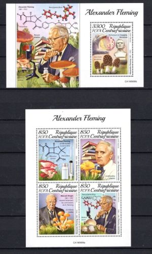 Zentralafrikanische Republik MiNr. 9196-9199 KB + Block postfrisch Pilze