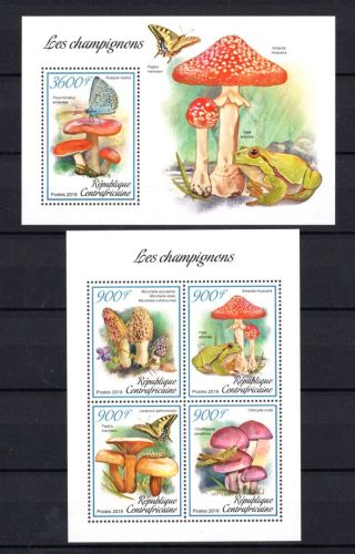 Zentralafrikanische Republik MiNr. 8521-8524 KB + Block postfrisch Pilze
