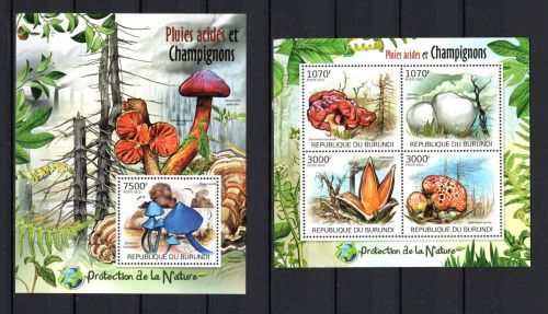 Burundi MiNr. 2530-2533 Kleinbogen und Block 230 postfrisch Pilze