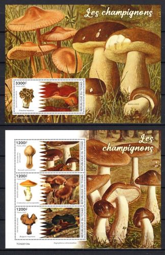 Tschad MiNr. 5723-5725 Kleinbogen und Block 1212 postfrisch Pilze