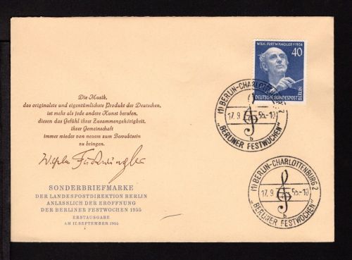 Berlin MiNr. 128 Ersttagsbriefe/ FDC W. Furtwängler