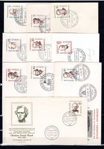 Berlin MiNr. 163-172 Ersttagsbriefe/ FDC Männer der Geschichte Berlins