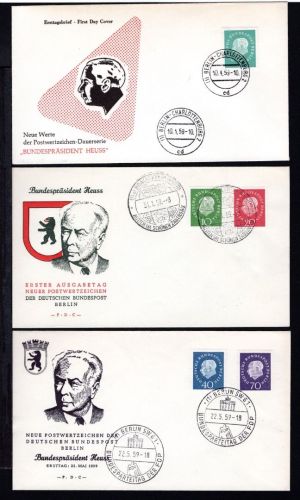 Berlin MiNr. 182-186 Ersttagsbriefe/ FDC Heuss Medallion