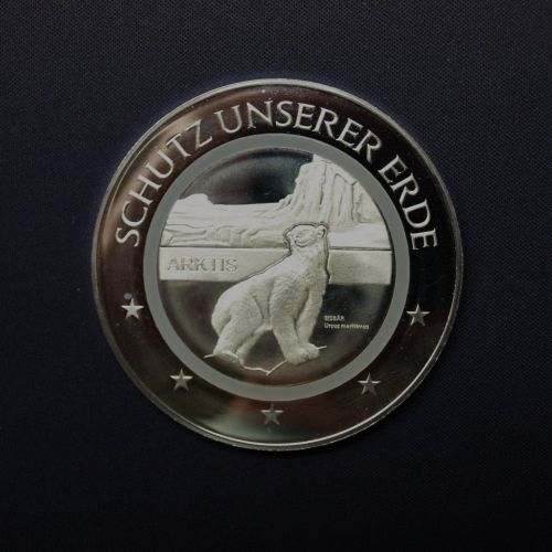Medaille Schutz unserer Erde, Arktis mit Eisbär, Polymerring PP