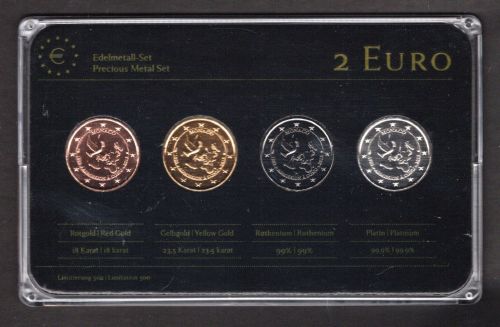 Monaco 2013 2 Euro Edelmetall-Set "20 Jahre UNO-Beitritt" unzirkuliert