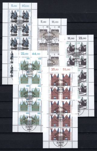 Bund 10er Bögen MiNr. 1934-1938 Ersttagsstempel ungefaltet