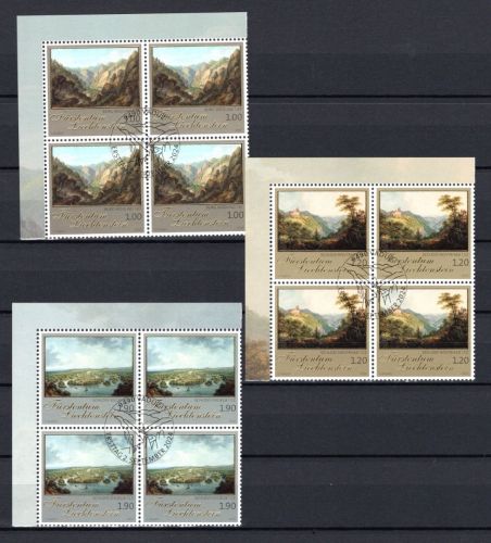 Liechtenstein 4er Blöcke MiNr. 2139-2141 Ersttagssonderstempel Schlösser