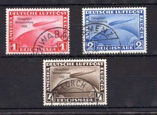 Deutsches Reich MiNr. 496-498 gestempelt Chicagofahrt geprüft Schlegel