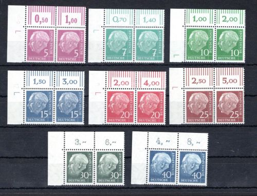 Bund waag. Paare Eckrand ol MiNr. 179 y-260 y postfrisch ungefaltet
