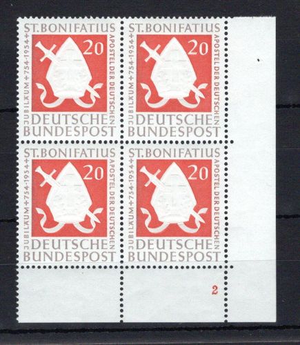 Bund 4er Block Eckrand ur MiNr. 199 postfrisch Formnummer, ungefaltet