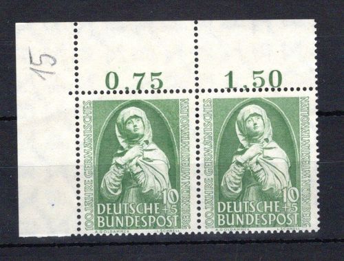 Bund waag. Paar Eckrand ol MiNr. 151 postfrisch ungefaltet
