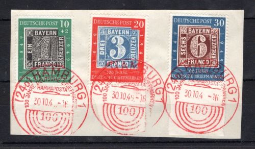 Bund MiNr. 113-115 Briefstück roter Sonderstempel