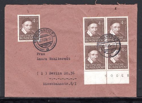 Bund MiNr. 143 Mehrfachfrankatur