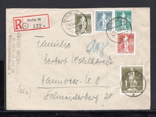 Berlin MiNr. 40 u. a. R-Brief geprüft Schlegel